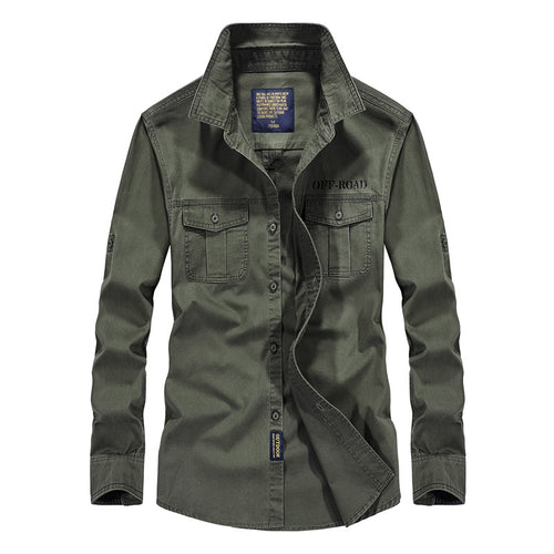 Herren Robustes Canvas-Utility-Hemd mit Brusttaschen und Kentkragen Drune