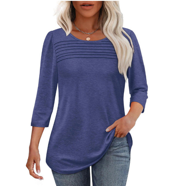 Damen Langarmshirt mit Plissee-Details Drune