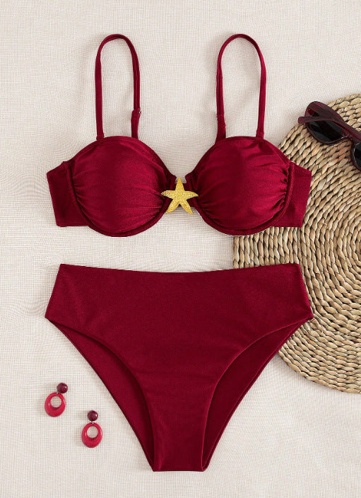 Damen Balconette-Bikini mit dekorativen Sternen Drune