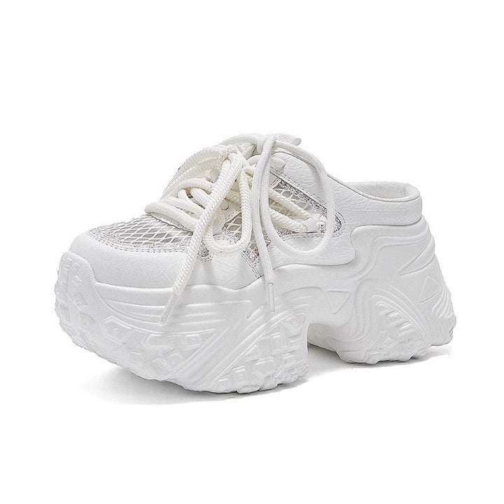 Damen Sportliche Sneakers mit hohem Plateau und atmungsaktiver Netzstruktur Drune
