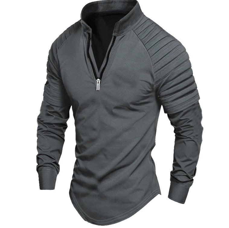 Herren Sportliches Langarmshirt mit Stehkragen und Reißverschluss Drune