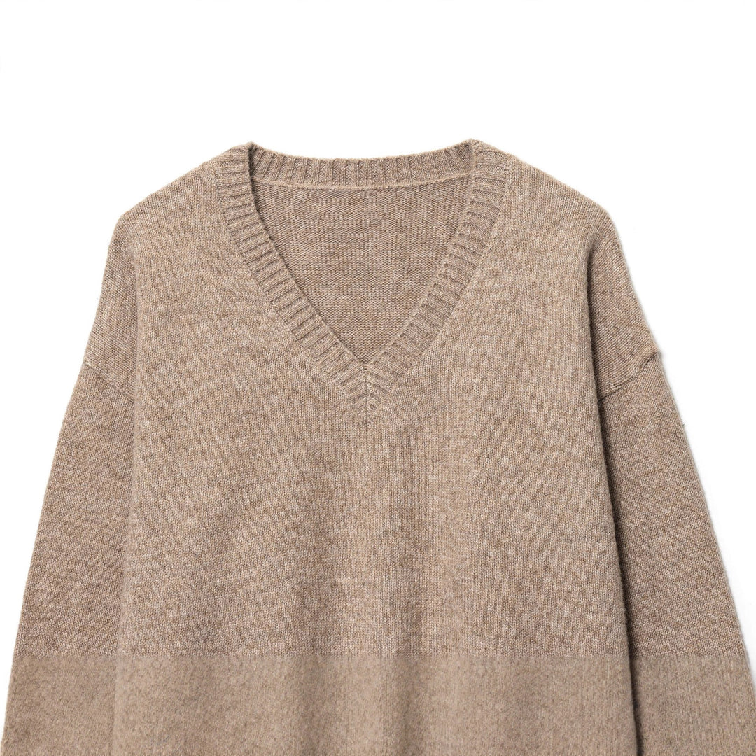 Damen Kaschmir-Pullover mit V-Ausschnitt und lässigem Schnitt Drune
