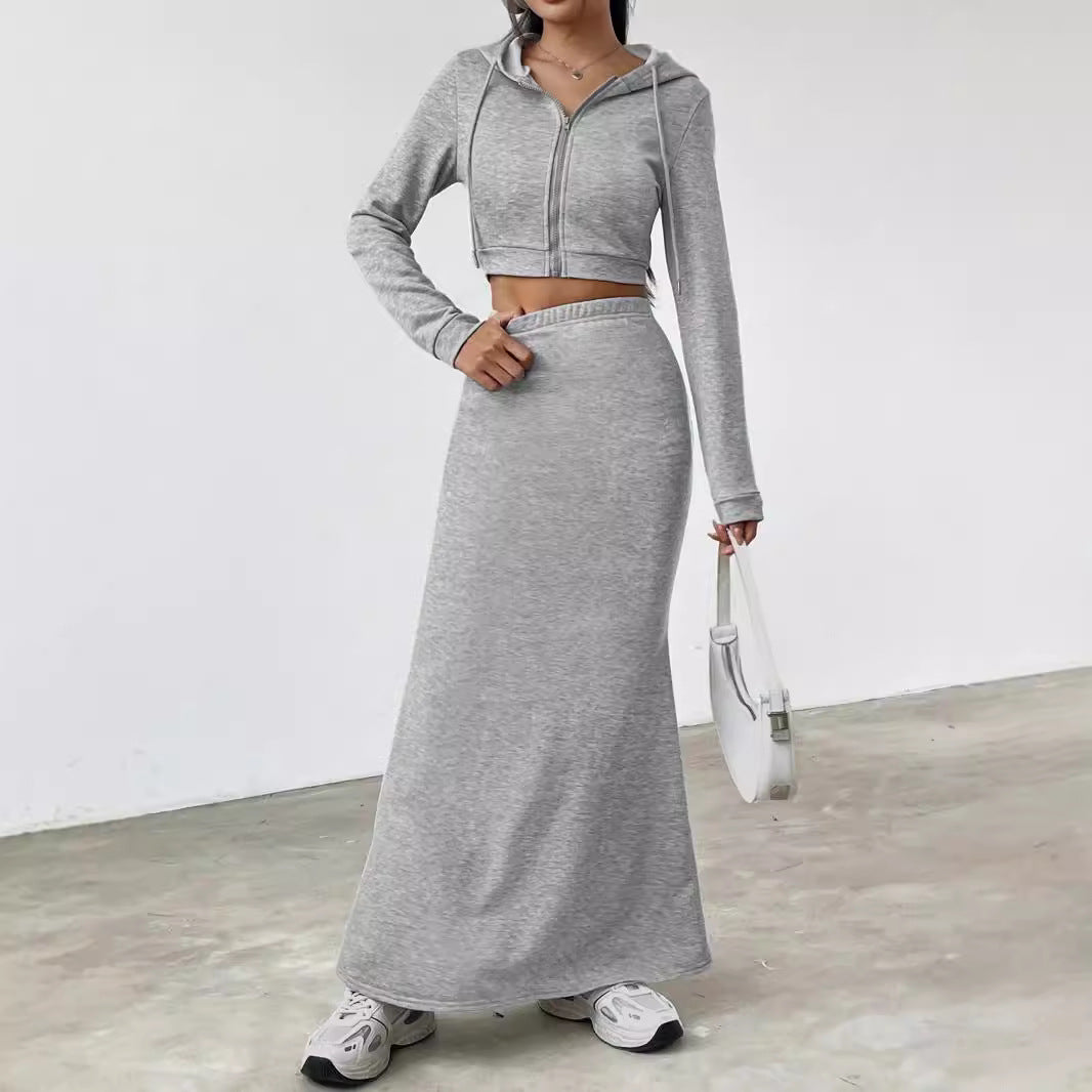 Damen Hoodie und Maxi-Rock Set Drune
