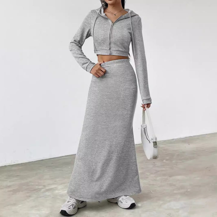 Damen Hoodie und Maxi-Rock Set Drune