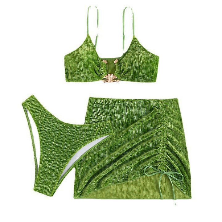 Damen Triangel-Bikini-Set mit Rüschendesign und modischem Rock Drune