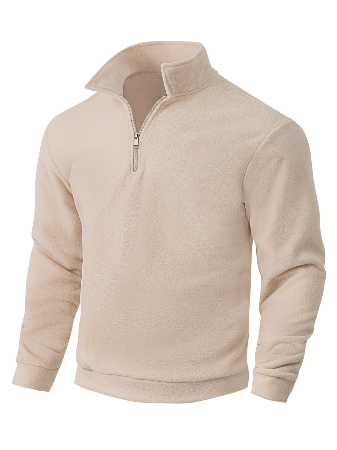 Herren Fleece-Halbzip-Pullover mit Stehkragen, weichem Teddy-Fleece und elastischen Bündchen Drune