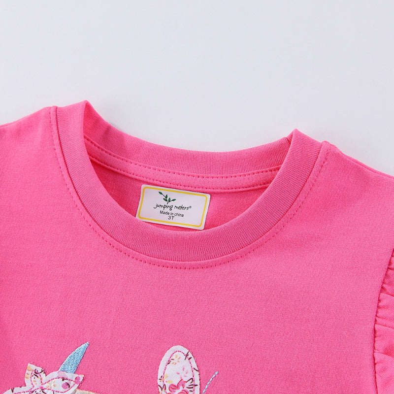 Mädchen T-Shirt mit kreativen Rüschendetails und bezauberndem Einhorn-Motiv Drune