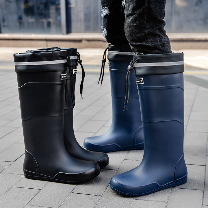 Herren wasserdichte kniehohe Gummistiefel mit verstellbarem Schaftverschluss und rutschfester Profilsohle Drune