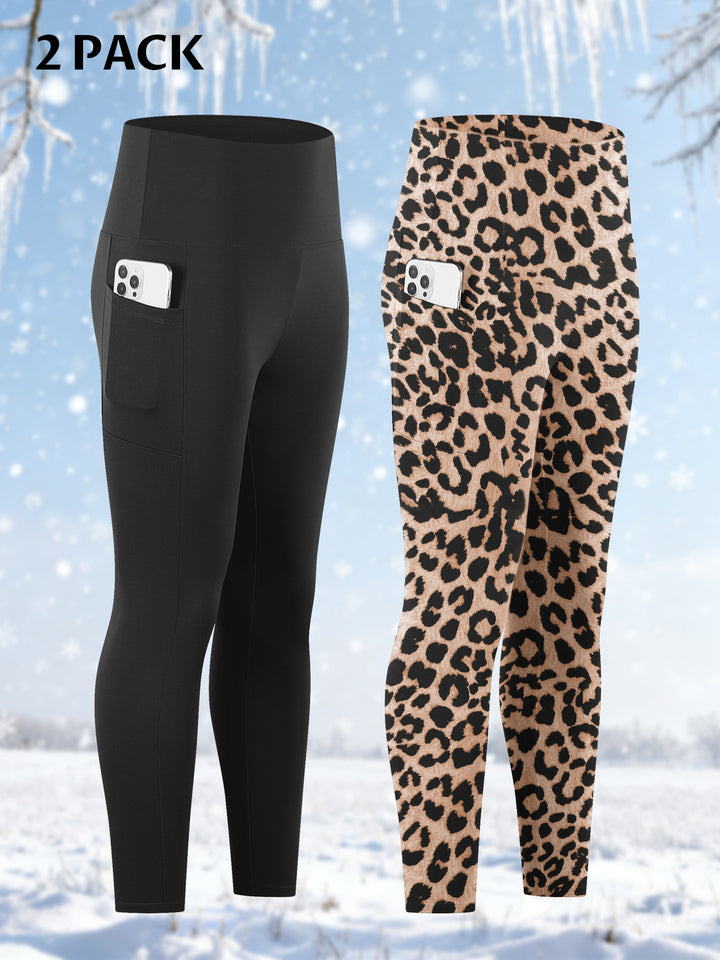 Damen Knöchelhohe Sportleggings mit hohem Bund und seitlicher Smartphone-Tasche Drune