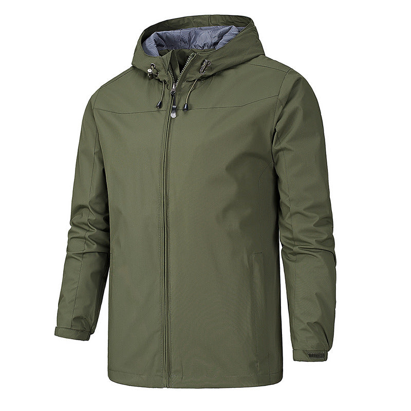 Herren ultraleichte packbare Regenjacke mit verstellbarer Kapuze und elastischen Manschetten Drune