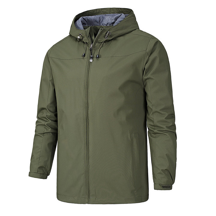Herren ultraleichte packbare Regenjacke mit verstellbarer Kapuze und elastischen Manschetten Drune