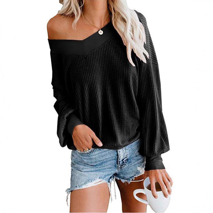 Damen weicher und lässiger Pullover mit asymmetrischem Ausschnitt Drune