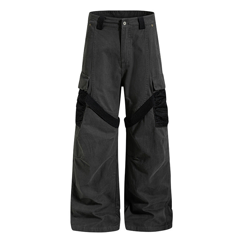 Damen Weite Cargo‑Palazzo‑Hose mit Utility‑Taschen und Mesh‑Einsätzen Drune