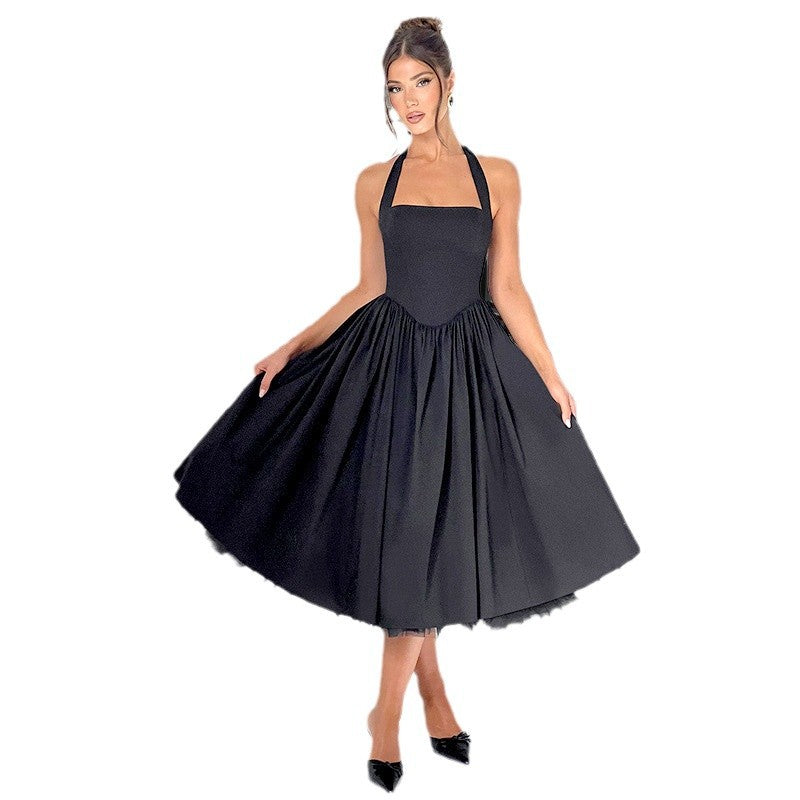 Damen Vintage Abschlussballkleid mit schulterfreiem Design und voluminösem Rock Drune