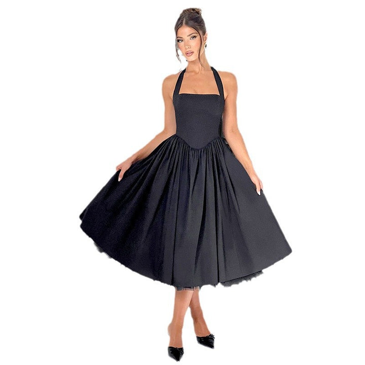 Damen Vintage Abschlussballkleid mit schulterfreiem Design und voluminösem Rock Drune
