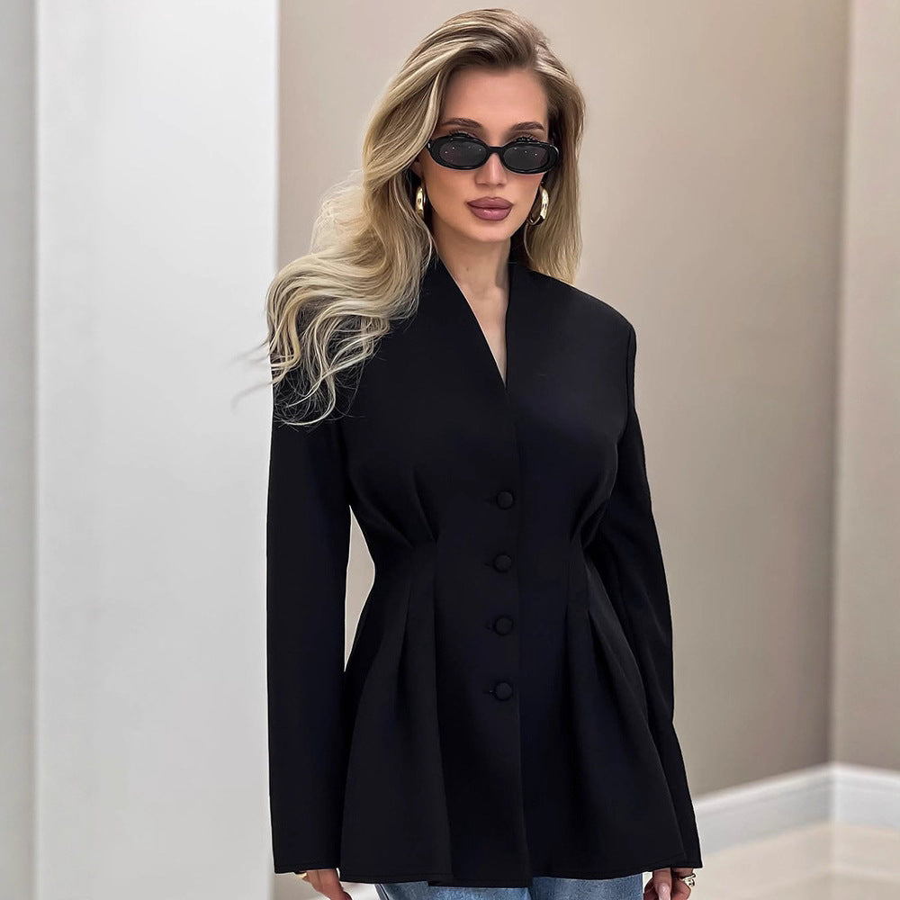 Damen Eleganter Blazer mit taillierten Akzenten Drune