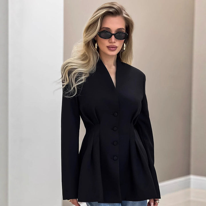 Damen Eleganter Blazer mit taillierten Akzenten Drune