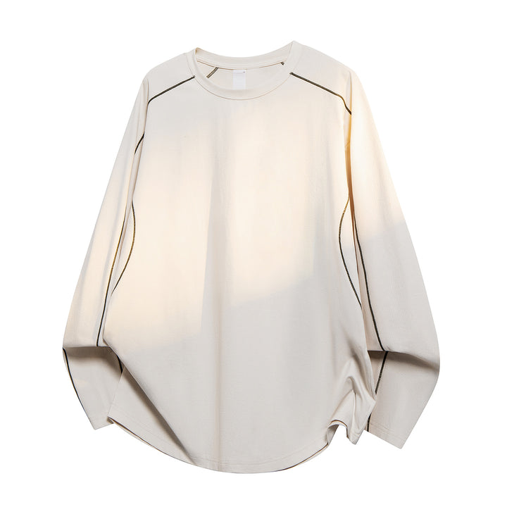 Damen Oversize-Langarmshirt aus Waffel‑ und Jersey‑Mix mit kontrastierenden Flatlocknähten Drune
