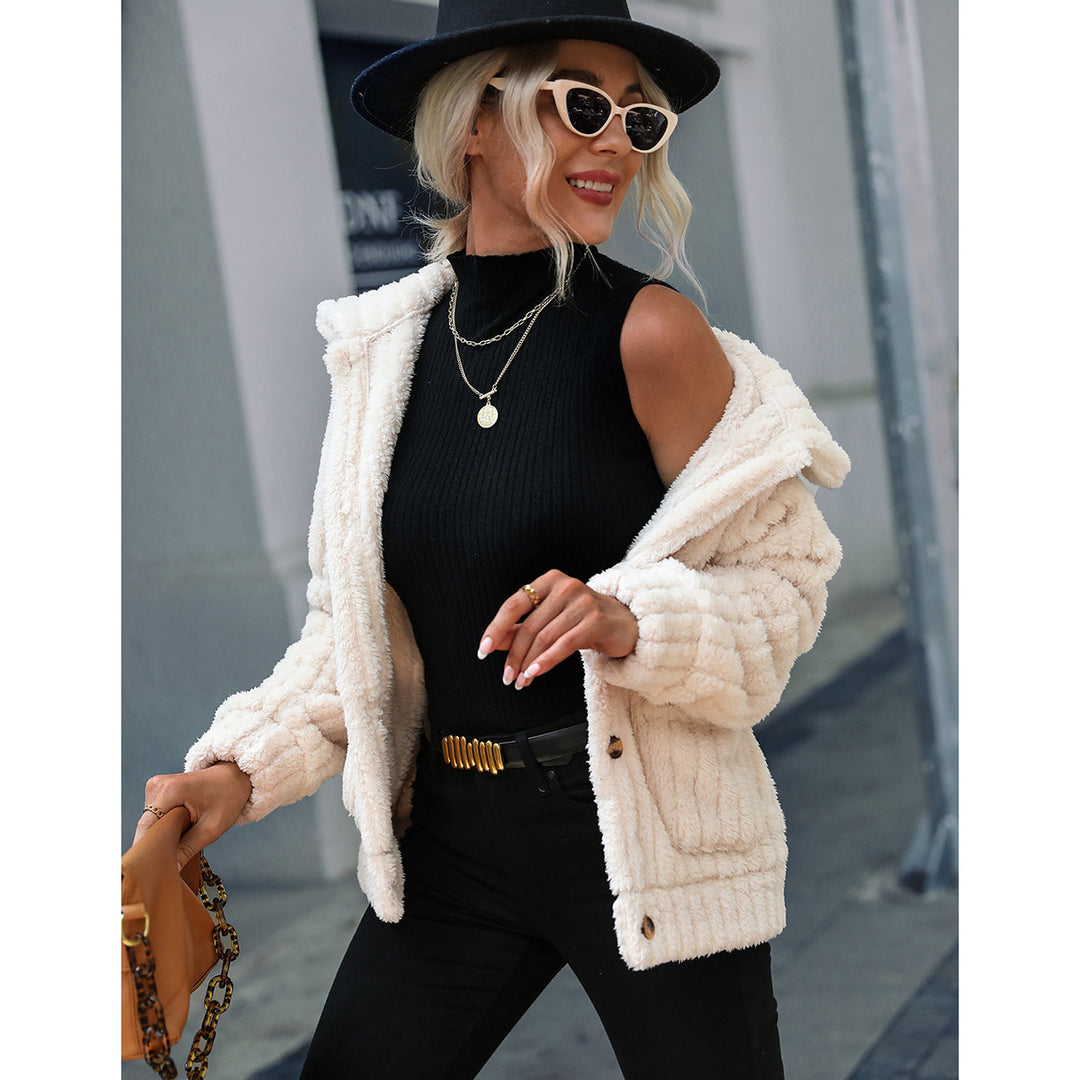 Damen Plüschjacke mit modernen Steppdetails und aufgesetzten Taschen Drune