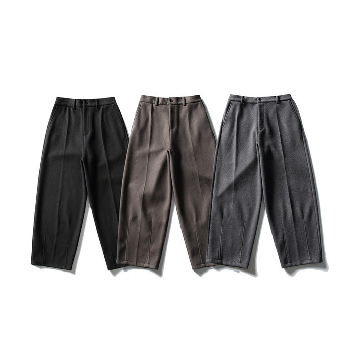 Damen Weite Cropped-Hose mit Bügelfalte und hoher Taille Drune