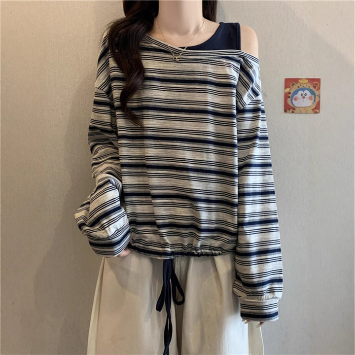 Damen Casual Langarmshirt mit off-Shoulder Design Drune