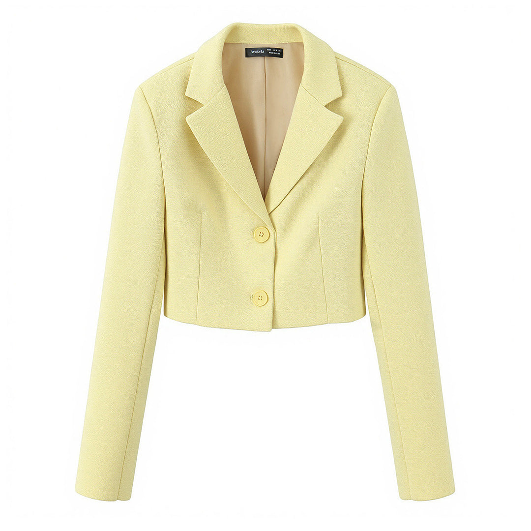 Damen nan taillierter Cropped-Kurzblazer mit Reverskragen und Zwei-Knopf-Front Drune