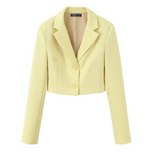 Damen nan taillierter Cropped-Kurzblazer mit Reverskragen und Zwei-Knopf-Front Drune