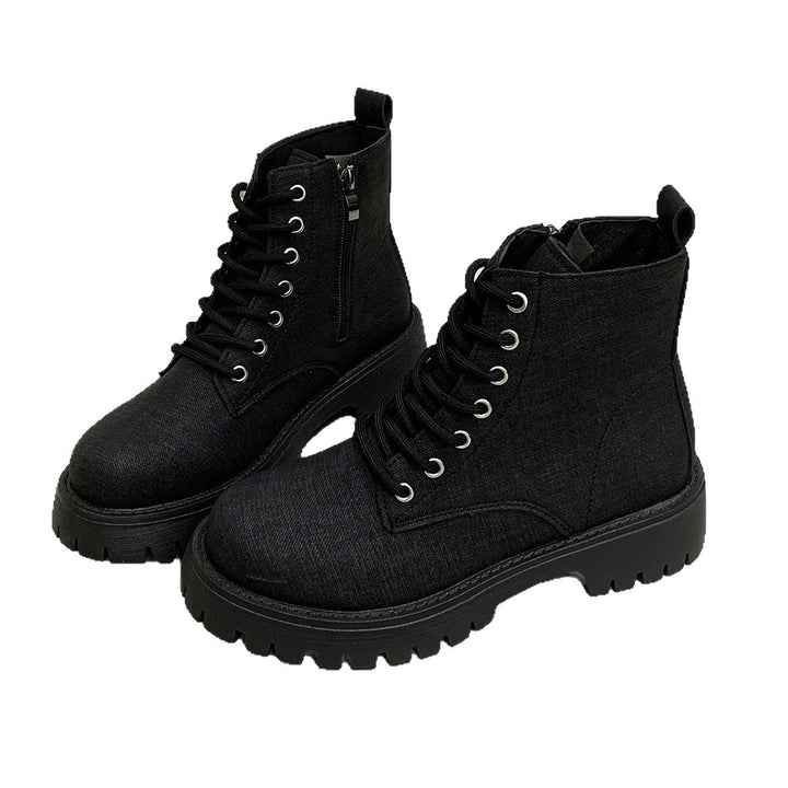Damen nan robuste Schnür-Boots mit tiefem Profil, gepolstertem Komfortfußbett und seitlichem Reißverschluss Drune