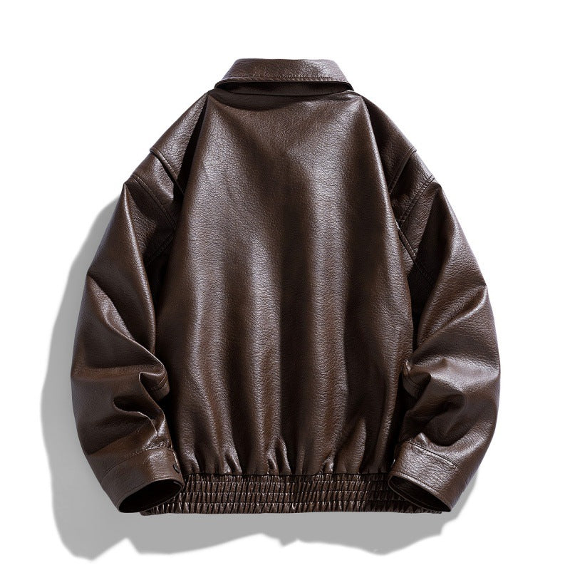 Herren Lässige Kunstlederjacke mit praktischen Taschen Drune