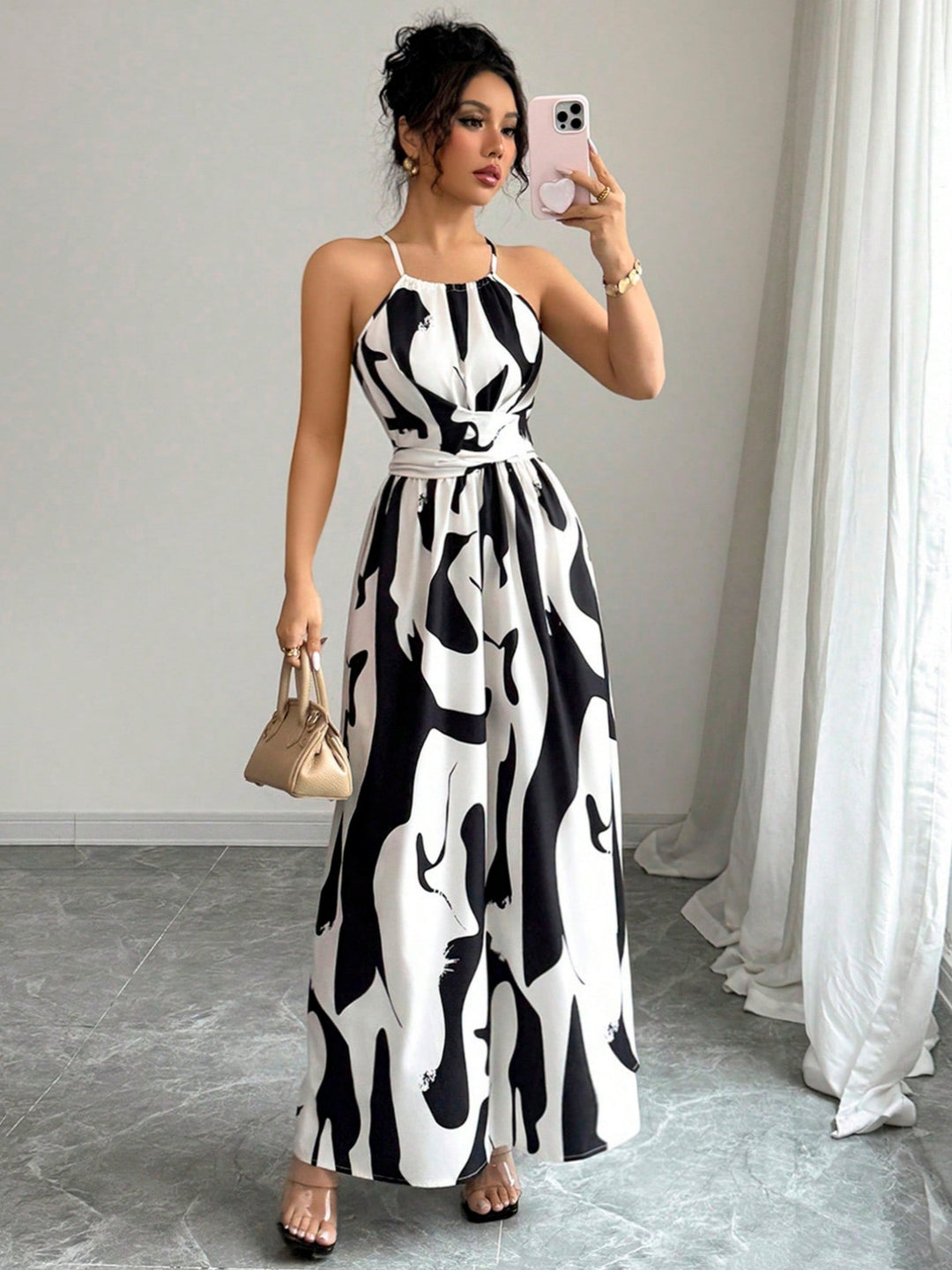 Damen Maxikleid mit modernen Animal-Prints Drune