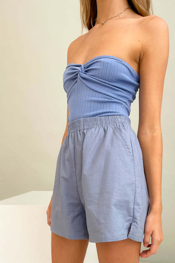 Damen Hochgeschlossenes Bustier-Oberteil mit gerafftem Knoten Drune