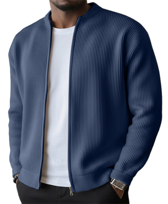 Herren Rippstrick Bomber Cardigan mit vollem Reißverschluss EB