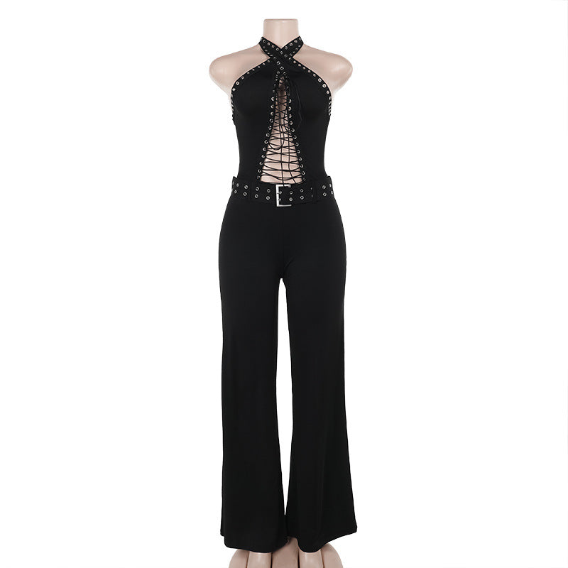 Damen Figurbetonter Jumpsuit mit raffiniertem Schnürdesign Drune