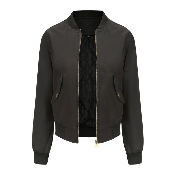 Damen modische Bomberjacke mit praktischen Seitentaschen und elastischen Bündchen Drune