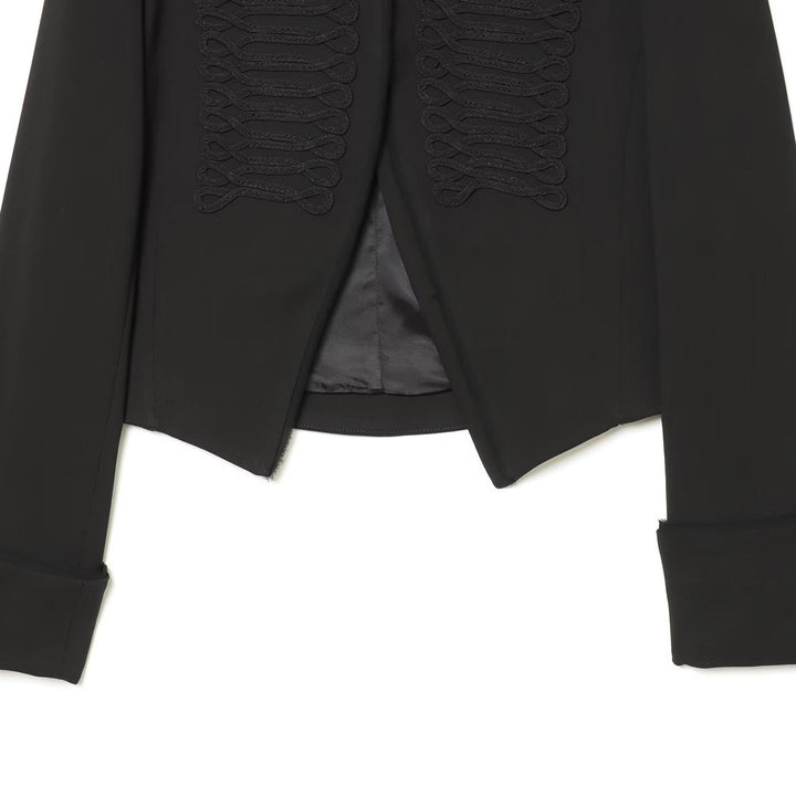 Damen Kurzgeschnittener Militärblazer mit ornamentalem Kordelbesatz und Stehkragen Drune