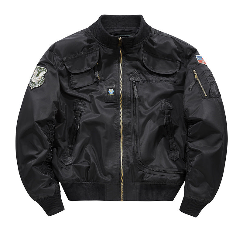 Herren Piloten-Bomberjacke mit Vintage-Utility-Taschen und klassischem Flieger-Schnitt Drune