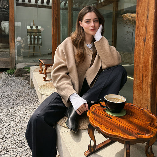 Damen Zeitlose Wolljacke im minimalistischen Design Drune