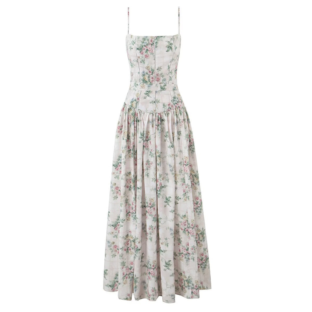 Damen Maxikleid mit floralen Stickereien und luftiger Silhouette Drune