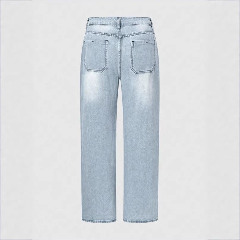 Damen weite High-Waist Jeanshose im Palazzo-Stil Drune
