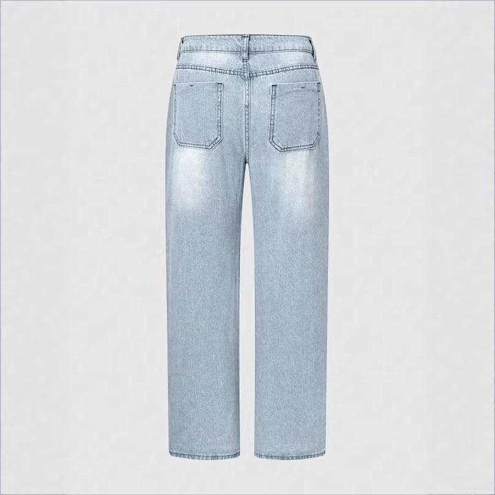 Damen weite High-Waist Jeanshose im Palazzo-Stil Drune