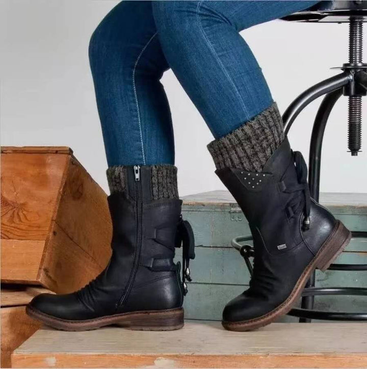 Damen modische Stiefeletten mit stylischen Details und praktischem Reißverschluss Drune