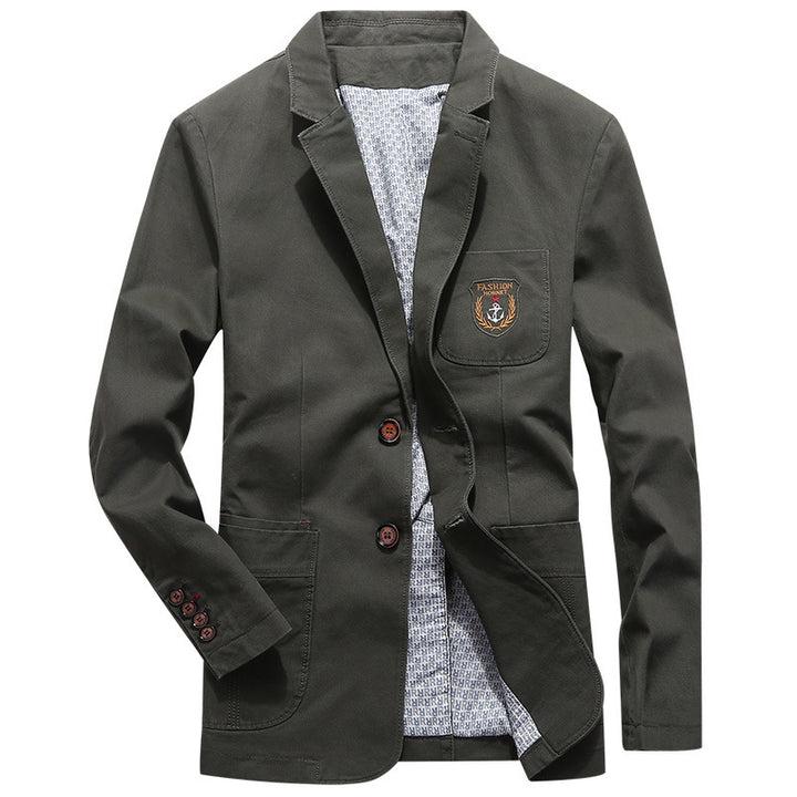 Herren Baumwoll-Canvas Sakko im Casual-Look mit Brustpatch Drune