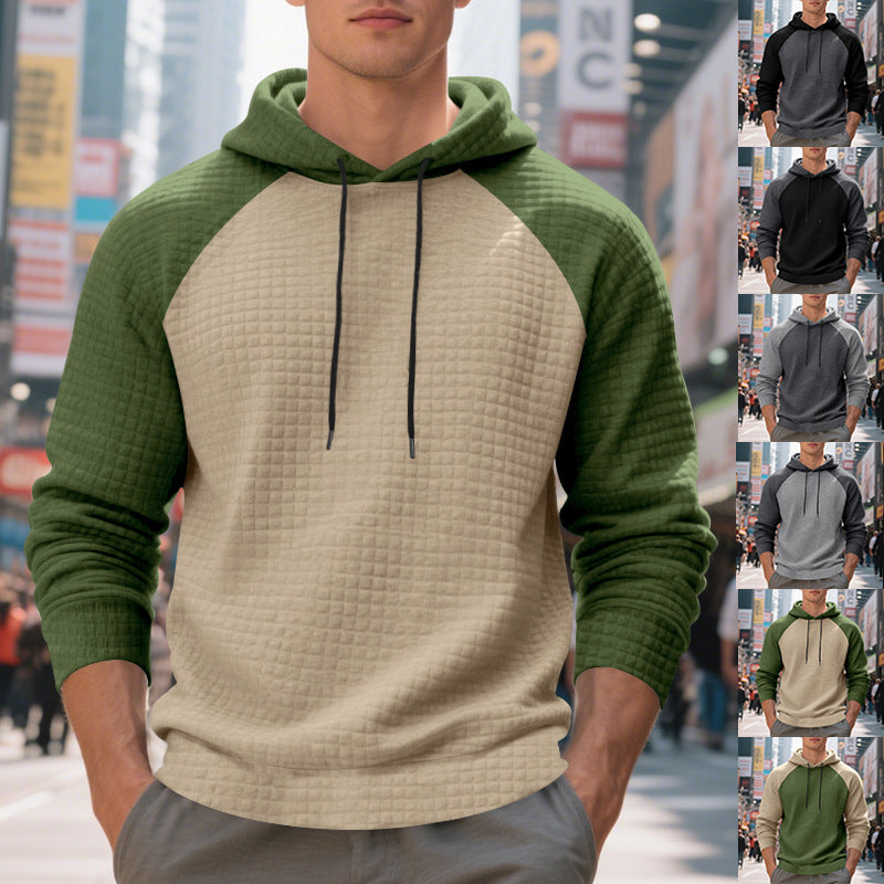 Herren nan gesteppter Kapuzenpullover mit Raglanärmeln und Kordelzug Drune