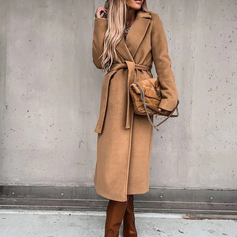 Damen eleganter und warmer Wollmantel Drune