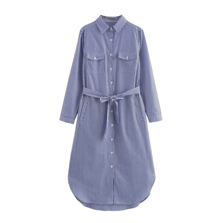 Damen Hemdblusenkleid mit verstellbarem Gürtel Drune