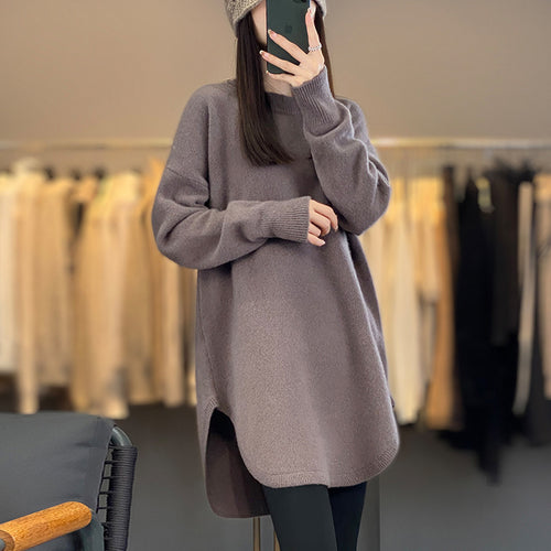 Damen lässiger Pullover mit lockerer Passform aus hochwertiger Wolle Drune