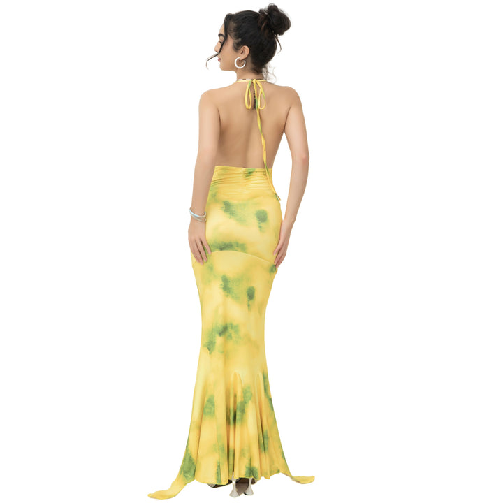 Damen Maxikleid mit luftigem cowl-Neck und eleganten Rüschendetails Drune