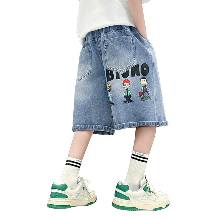 Unisex lässige Denim-Shorts mit abnehmbarem Aufdruck Drune
