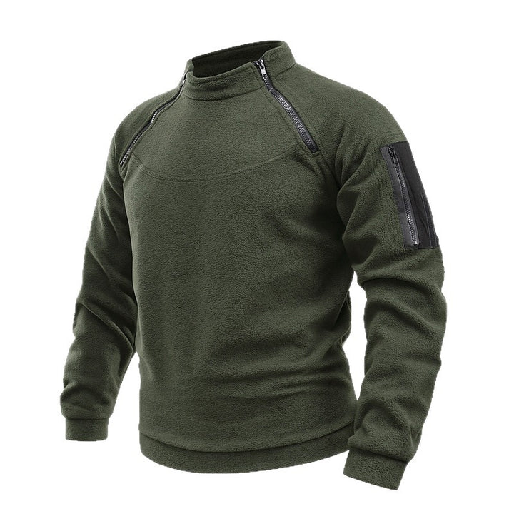 Herren Thermo-Tactical-Sweatshirt mit Fleece-Innenfutter, Reißverschluss-Schultern & Armtasche Drune
