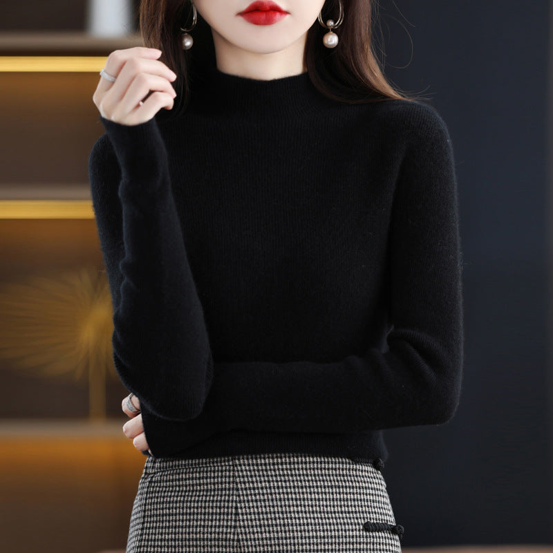 Damen Schmal geschnittener Mockneck-Pullover aus kaschmirähnlichem Feinstrick Drune